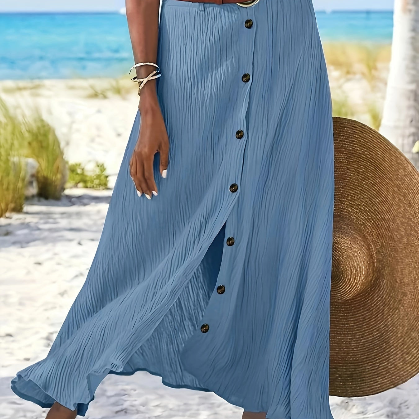 Lightweight Button Skirt