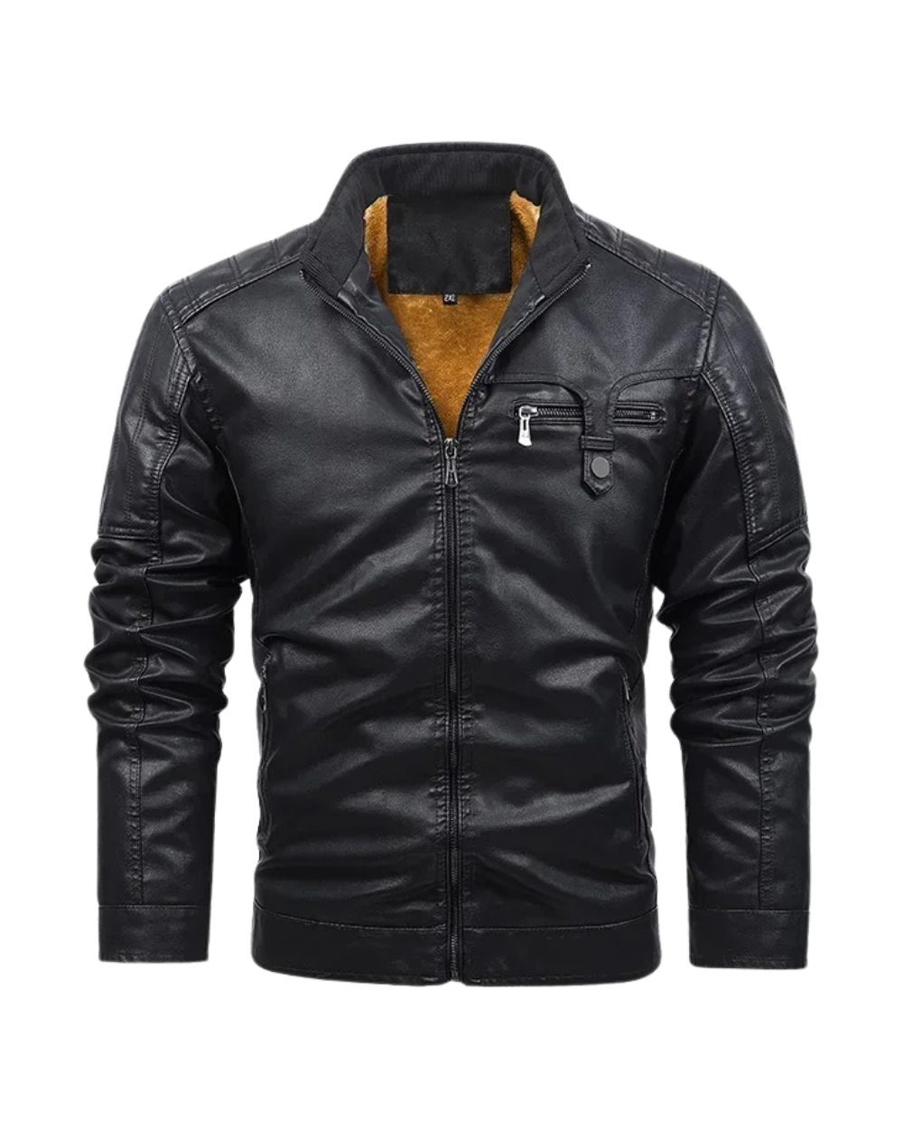Retro fleece lined leather jacket