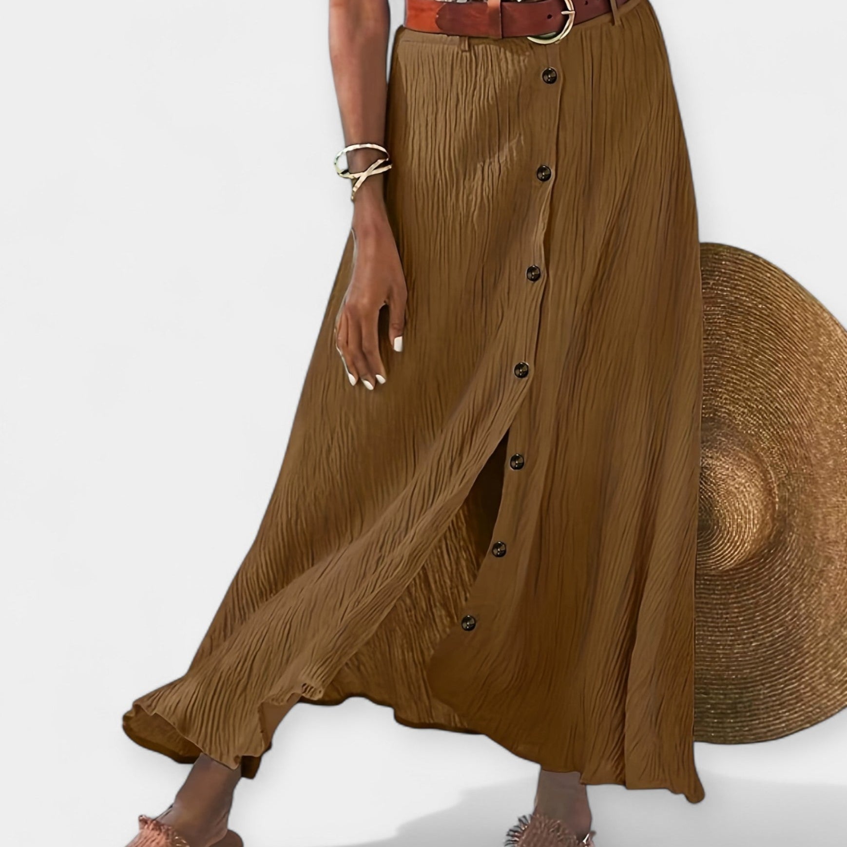 Lightweight Button Skirt