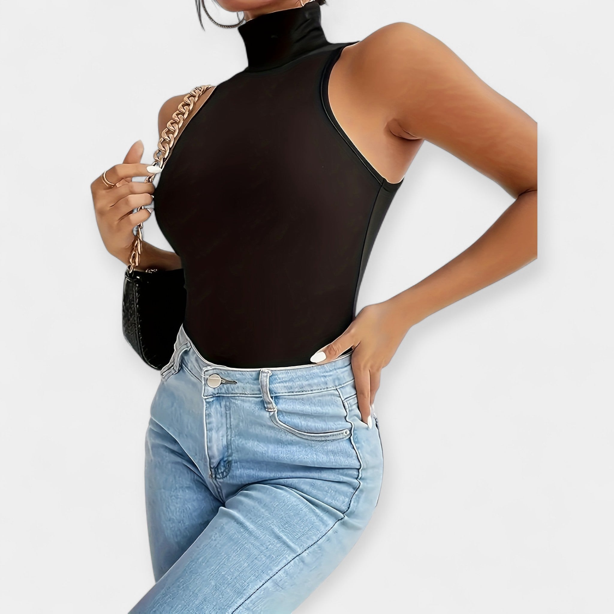 Minimalist Bodysuit with High Neck