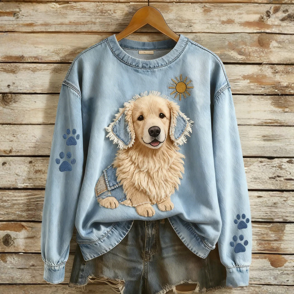 Chica - Women's Long Sleeve Retro Patchwork Animal Print Casual Comfort Sweatshirt