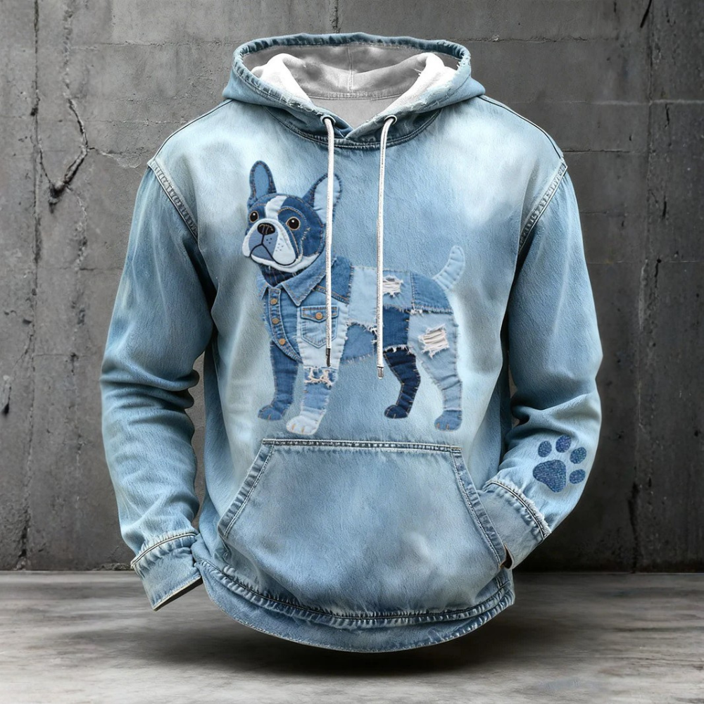 Paco - Patchwork Hoodie in French Bulldog Style