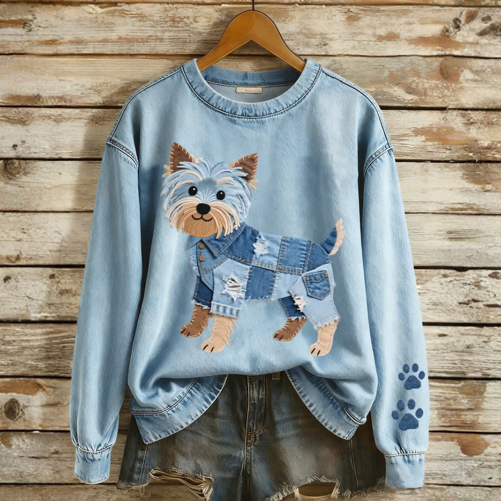 Marisol - Beautiful Women's Hoodie with Yorkshire Terrier Patchwork Design