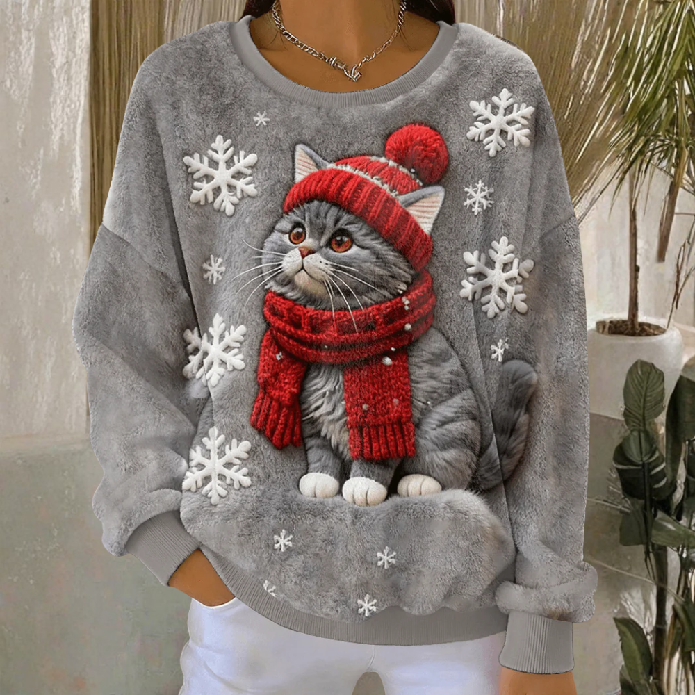 Isla - Christmas Hoodie for Women in Cat Style