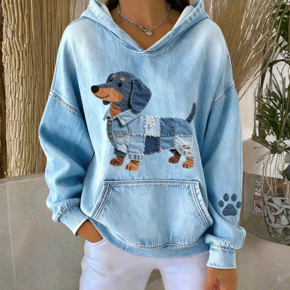 Azucena - Denim Hoodie with Patch for Jamnik Dogs