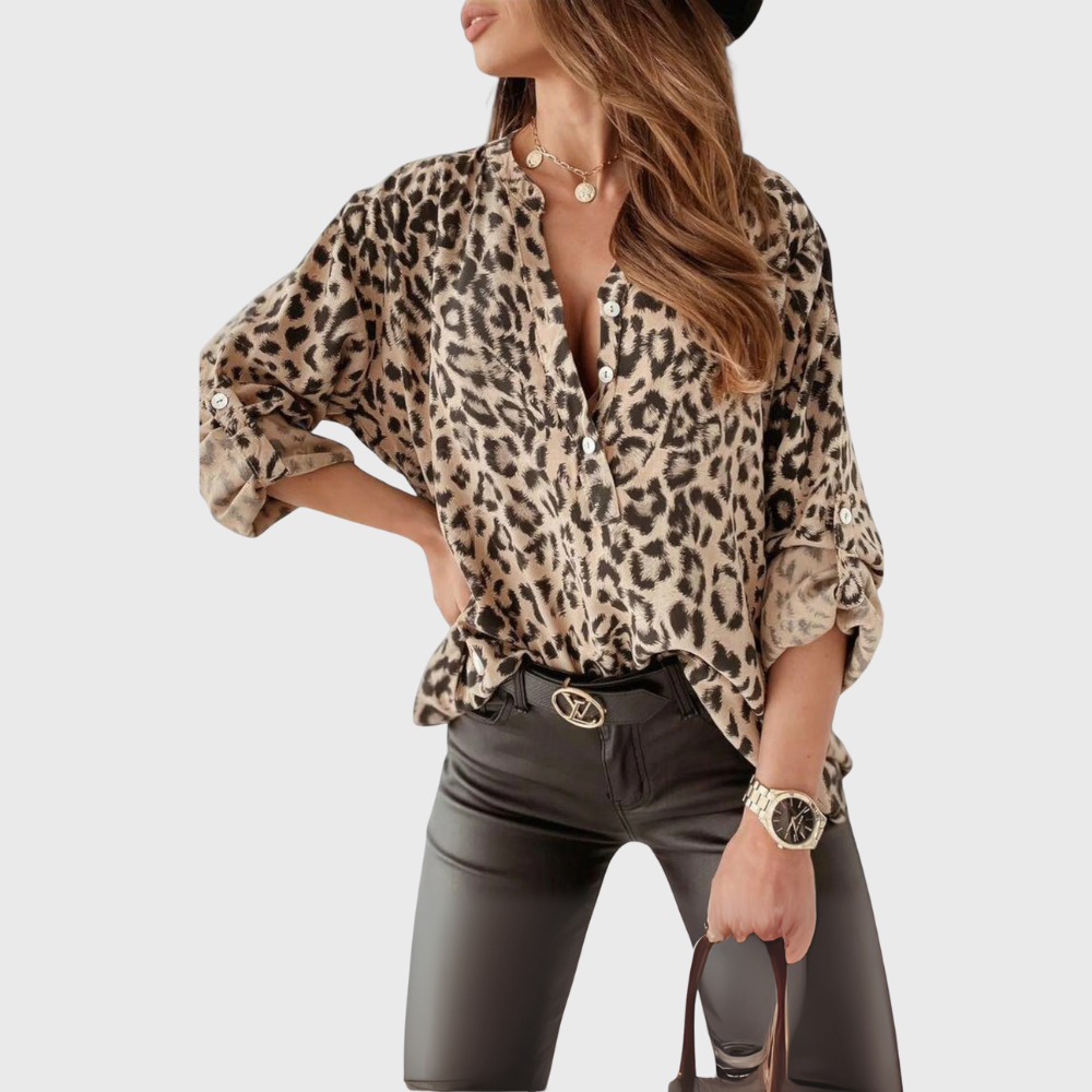 Fashionable Blouse with Leopard Print